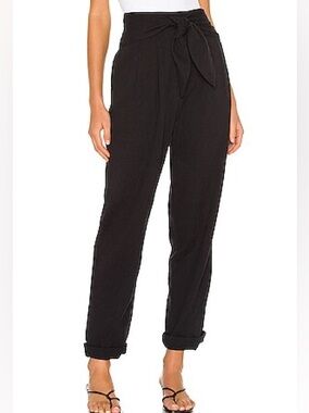 The Felicienne Pant black high waist 100% cotton paper bag tie waist